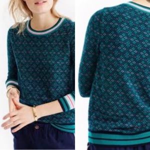 J. Crew Green and Pink Tippi Festive Sweater